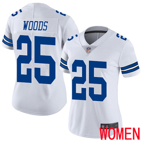 Women Dallas Cowboys Limited White Xavier Woods Road #25 Vapor Untouchable NFL Jersey->youth nfl jersey->Youth Jersey